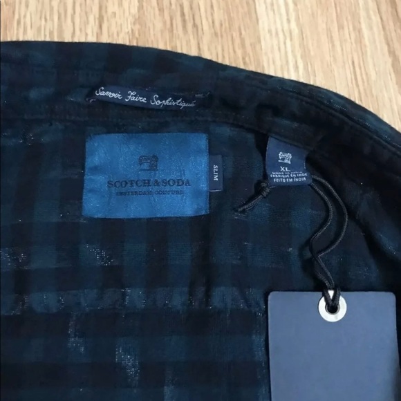 Scotch Soda Long sleeve Shirt Size XL  Dark green and black brand new - Picture 3 of 4